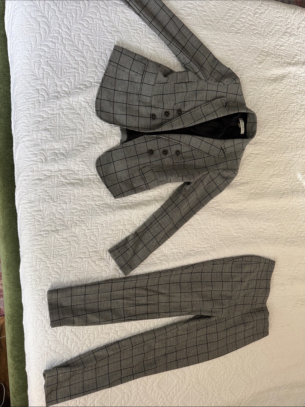 Kasper Gray Windowpane Plaid Blazer & Pants Suit